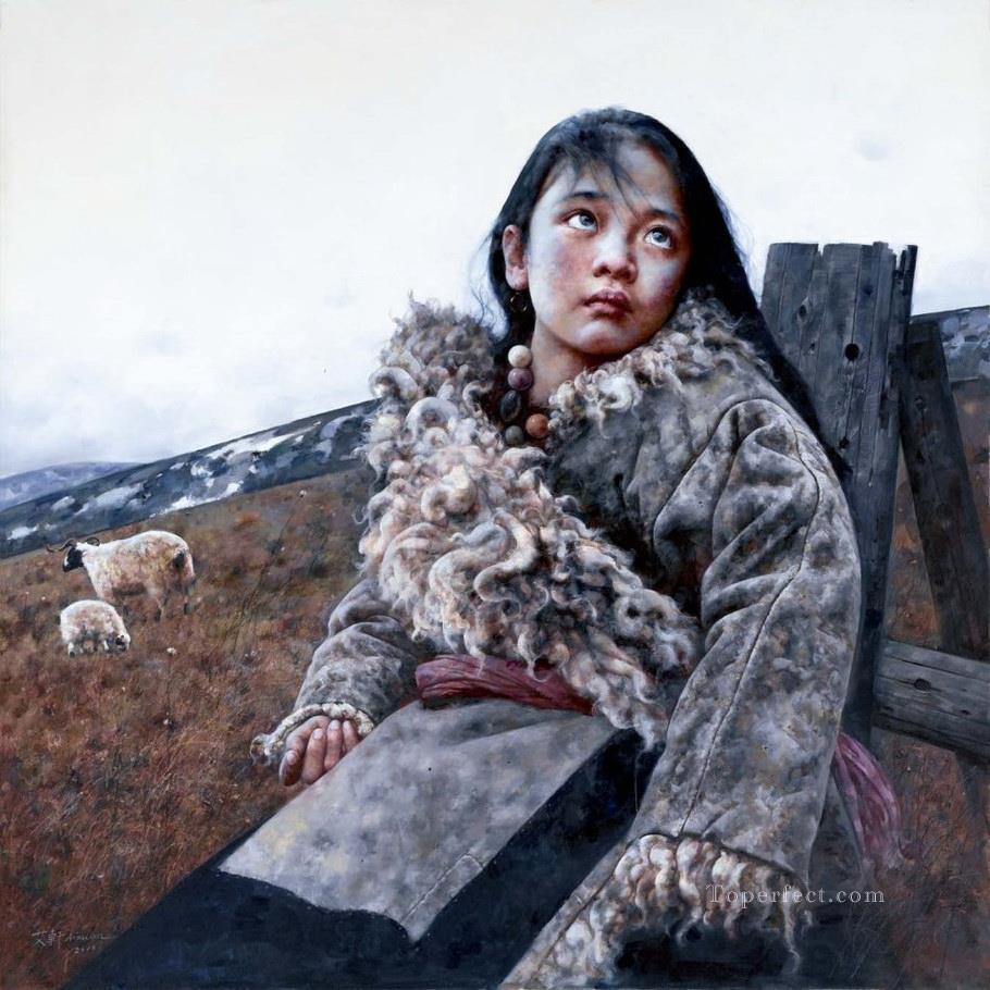 Shepherdess AX Tibet Oil Paintings
